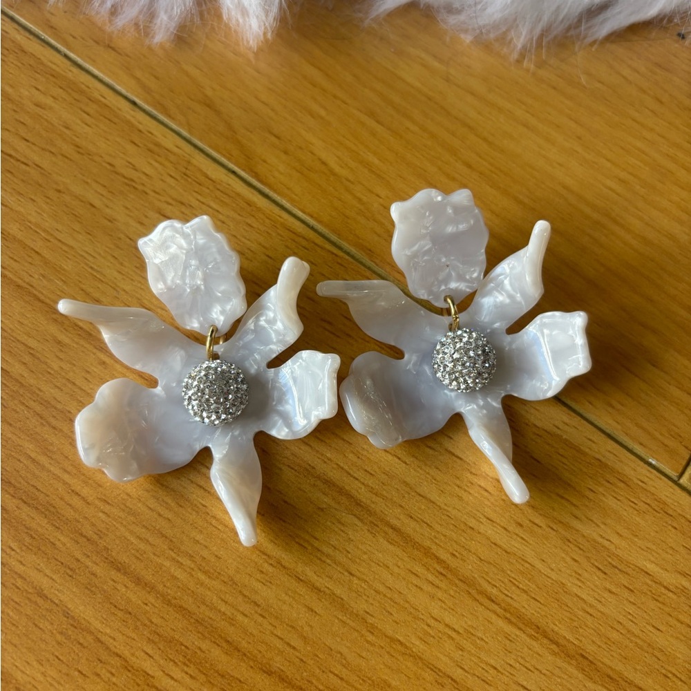 Lele Sadoughi Mother of Pearl Small Crystal Lily Earrings